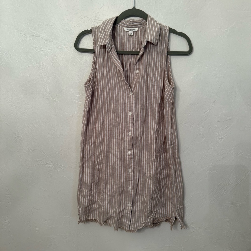 Beachlunchlounge Sleeveless Beige Striped Top
